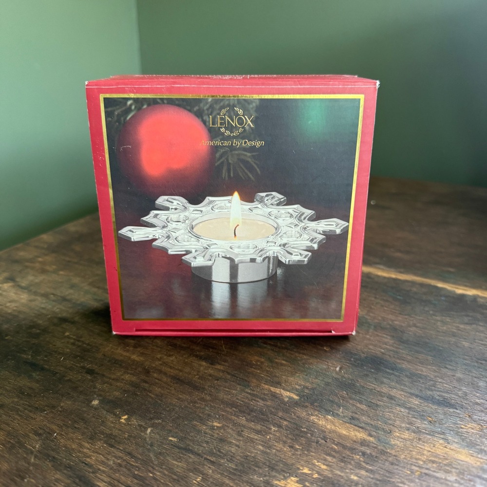 Lenox Silver Plated Snowflake Tea Light Candle Holder Holiday Decor New in Box